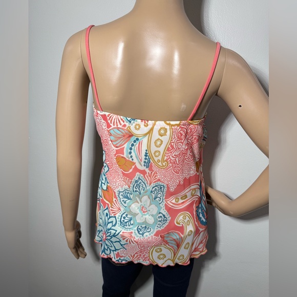 Y2K Three Pink Hearts Trixxi Floral Chiffon Beaded‎ Tank Size L Fairy Babydoll - Picture 4 of 6